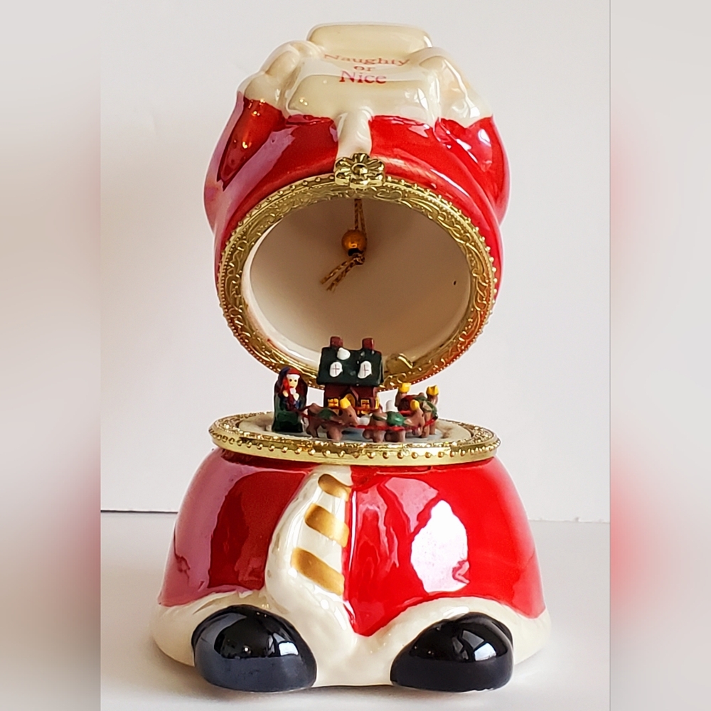 Mr. Christmas Santa Claus Porcelain Hinged Animated Carousel Music Box NWOB